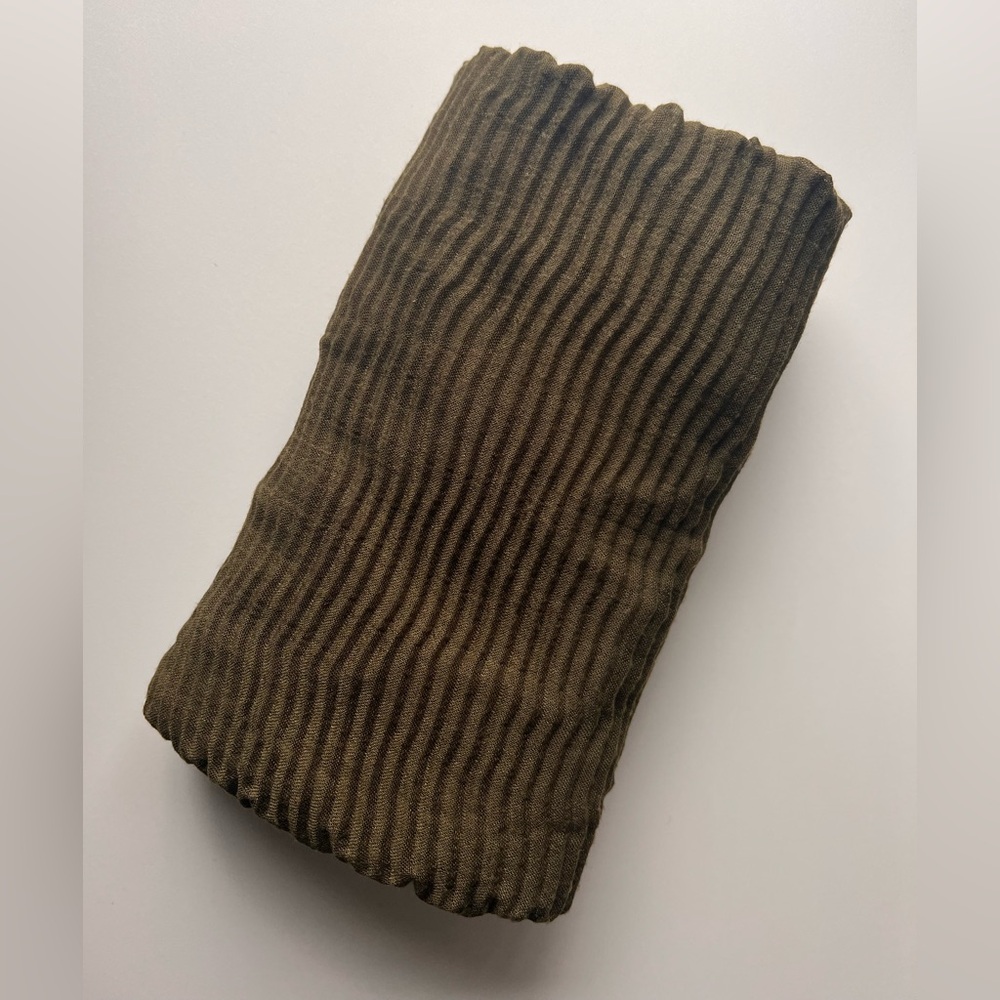 Olive Green Pleated Scarf / Wrap